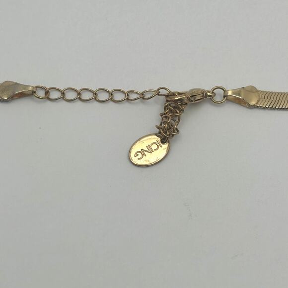Vintage Gold Flat Herringbone Icing Chain Necklace - Picture 3 of 4